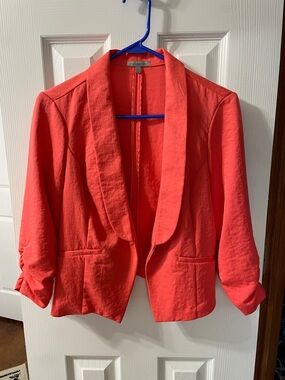 Charlotte Russe Coral Open-Front Blazer with Shawl Collar